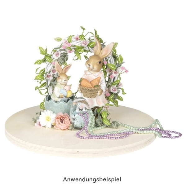 Deko-Figuren, Hasenpaar mit Möhren & Ostereiern 1, Mädchen: 21,4cm hoch, Junge: 22,3cm hoch, 2 Stück
