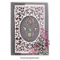 Kristallkunst, Broschen-Ornament, 10cm x 30cm, selbstklebend, klar irisierend, rosa irisierend