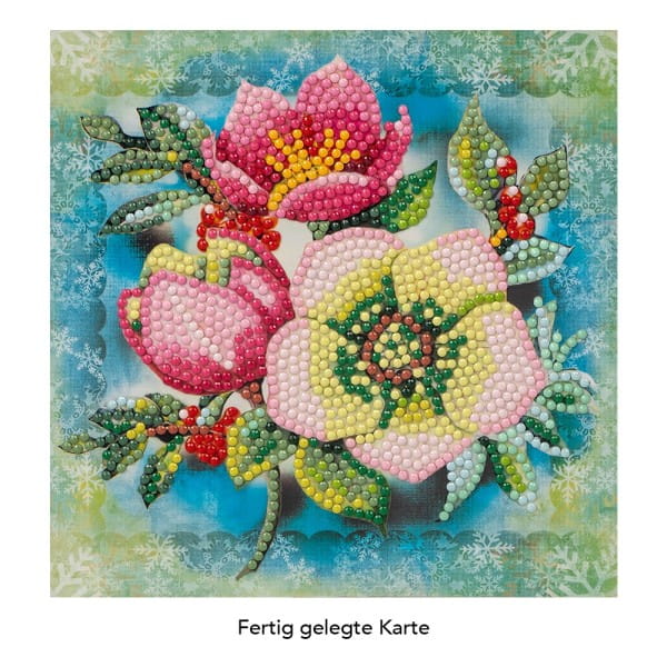 Diamond-Painting-Grußkarte, Christrosen, 16cm x 16cm, inkl. Zubehör