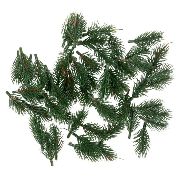 Deko-Tannenzweige, grün, 6,5cm, 55 Stück | Weihnachtsfloristik | Basteln Weihnachten | Bastelbedarf für Anlässe