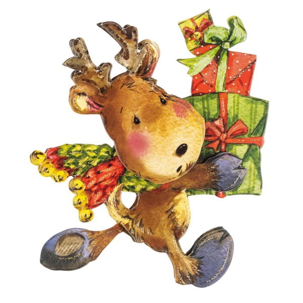 3-D Motive, Niedliche Weihnachts-Elche, 8-9,5cm, 10 Motive