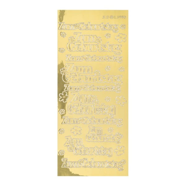 Sticker, Zum Geburtstag, Spiegelfolie, gold