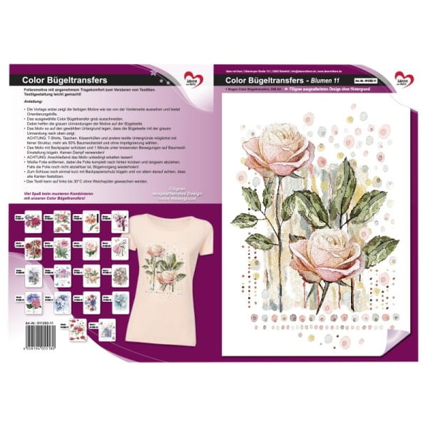Color Bügeltransfers, DIN A4, Blumen 11