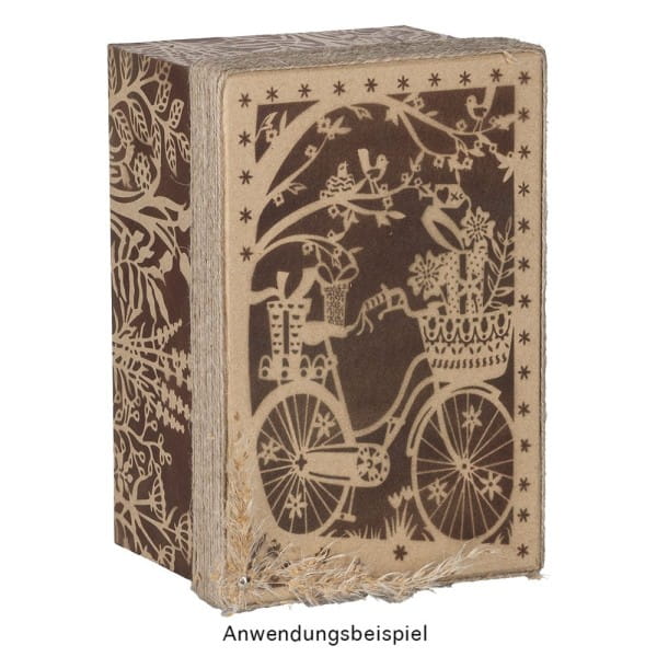 Laser-Grußkarte "Fahrrad",  12cm x 18cm, mit Umschlag & hellgrünem Einleger