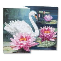 Diamond-Painting-Faltkarte zum Aufstellen, Schwan, 370g/m², inkl. Umschlag & Werkzeug