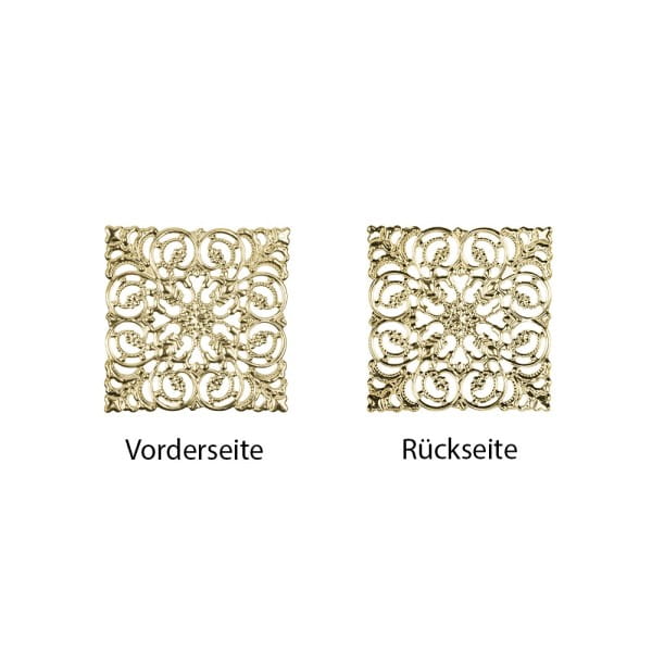 Metall-Ornamente, Design 36, 6,5cm x 6,5cm, hellgold, 4 Stück