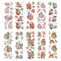 Transparent-Stickerbogen, Vintage Vögel & Schmetterlinge, versch. Designs, 10cm x 30cm, 10 Bogen