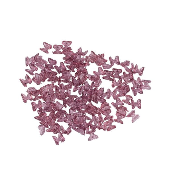 Miniatur-Schmuckstein-Schmetterlinge, transparent, 0,6cm x 0,6cm x 0,3cm, beere, 100 Stück