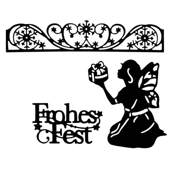 Stanzschablonen, Frohes Fest & Weihnachtselfe, 3 Stück