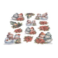3-D Relief-Sticker, Schneemann-Familie 3, verschiedene Größen, selbstklebend