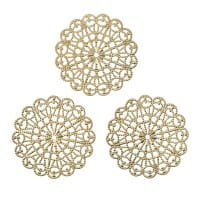 Metall-Ornamente, Design 34, Ø 8,1cm, hellgold, 3 Stück
