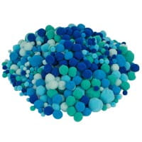 Pompons, Blautöne, versch. Farben und Größen, 500 Stück