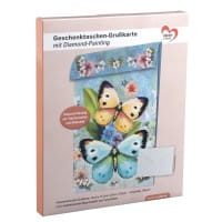 Geschenktaschen-Grußkarte mit Diamond Painting, Schmetterlinge, 16,5cm hoch, inkl. Zubehör
