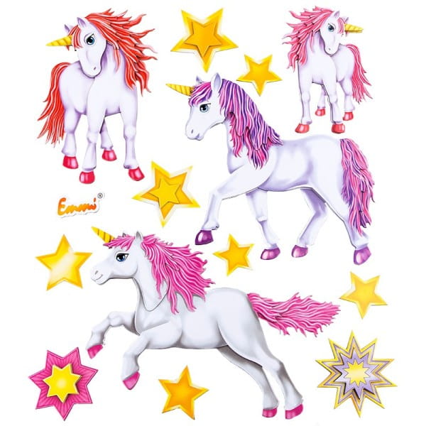 XXL 3-D Stickerbogen, Einhorn, 30cm x 36cm