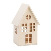 Häuser aus Holz, Sortierung 3, 4 verschiedene Größen und Designs, mit Öffnung, 4 Stück