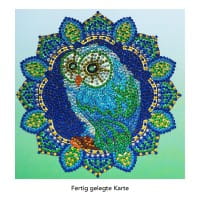 Diamond-Painting-Grußkarte, Strass, Eule, 16cm x 16cm, inkl. Zubehör