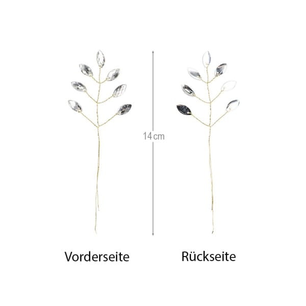 Kristallzweige, Navette, 14cm, silber hinterlegt, klar, 10 Stück