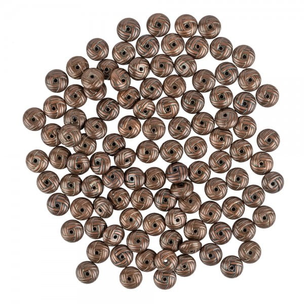 Perlen, Knoten, 0,4cm x 1cm, braun-schwarz, 100 Stück
