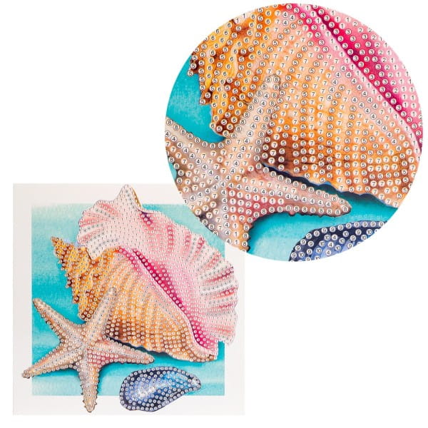 Diamond-Painting-Grußkarte, Strass, Muscheln, 16cm x 16cm, inkl. Zubehör