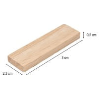 Bastelklötzchen, 8cm x 2,3cm x 0,8cm, glatt geschliffen, 50 Stück