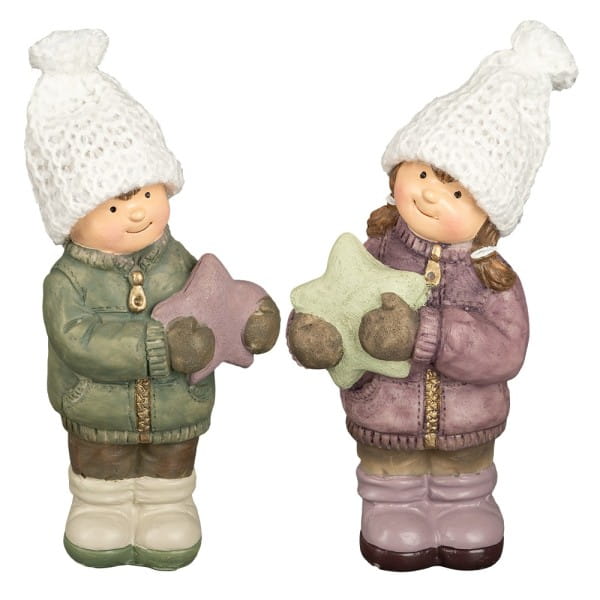 Deko-Figuren, Winterkinder, 15cm hoch, 2 Stück | Weihnachts-Figuren | Basteln Weihnachten | Bastelbedarf für Anlässe