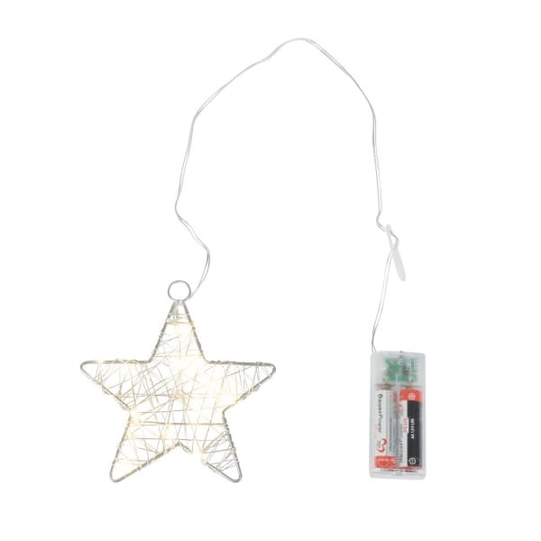 LED-Drahtstern, Ø12cm, 15 LED-Lichter in Warmweiß, inkl. Timer-Funktion