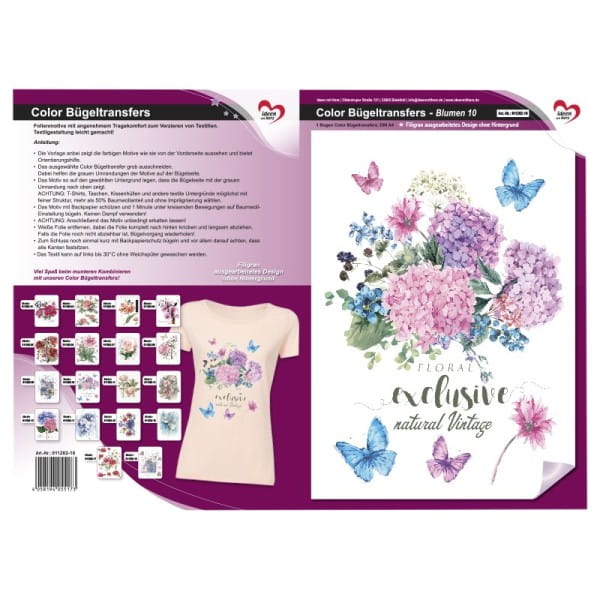 Color Bügeltransfers, DIN A4, Blumen 10