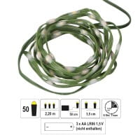 LED-Micro-Lichterkette, warmweiß, inkl. Timer, grünes Soft-Kabel, 50er