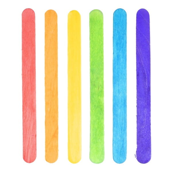 Holzstäbchen, 11,4cm lang, 1cm breit, 6 verschiedene Farben, 600 Stück
