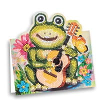 Diamond-Painting-Aufstellkarte, Frosch mit Gitarre, 16,3cm x 16cm, inkl. Zubehör