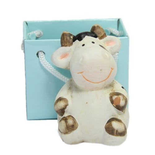Deko-Kuh, Keramik, 6 cm, mit Lack-Täschchen | Deko-Figuren | Deko-Figuren | Deko- & Geschenkartikel