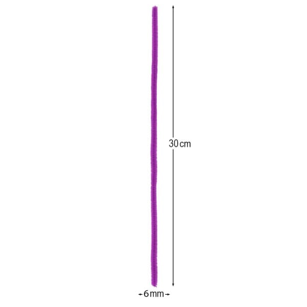 Chenille-Drähte, Violetttöne, 30cm lang, Ø 6mm, 5 verschiedene Farben, 100 Stück