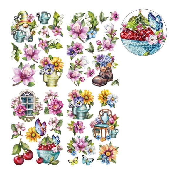 Diamond-Painting-Sticker, Sommerzeit, DIN A4, 4 Bogen