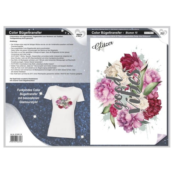Color Bügeltransfer, Glitzer, DIN A4, Blumen 10