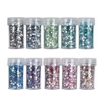 Diamond-Painting-Steine, Strass, irisierend, Sortierung 2, versch. Farben, je 8g, 10 Dosen