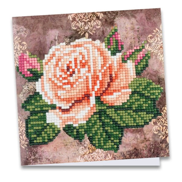 Diamond-Painting-Grußkarte, Rose 1, 16cm x 16cm, inkl. Zubehör