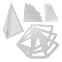 Falt-Laternen, Pyramide, 280g/m², 27,5cm x 18,5cm x 21cm, silber, 3 Stück