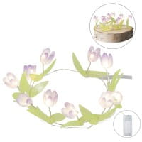 LED-Drahtlichterkette Blümchen, 10 LEDs in Warmweiß, 0,75m lang, Timer
