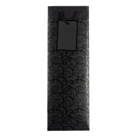 Geschenktaschen für Flaschen, 36cm x 12cm x 10cm, 230g/m², Lack-Ornamentik, matt-schwarz, 10 Stück
