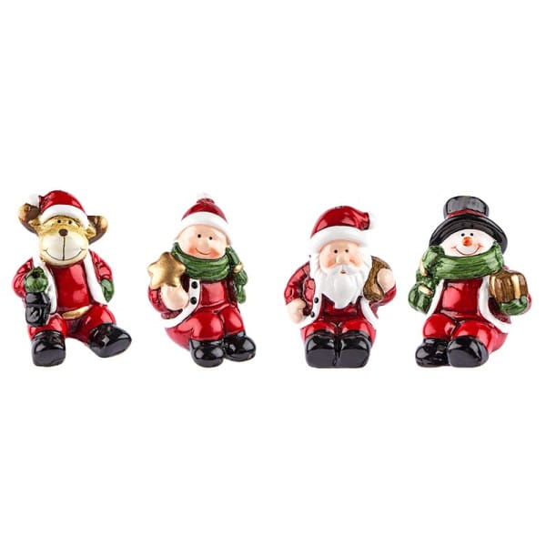 Deko-Figuren, Weihnachten 1, 6cm hoch, sitzend, 4 Stück | Weihnachts-Figuren | Basteln Weihnachten | Bastelbedarf für Anlässe