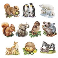 3-D Motive, Tiermotive, Silber-Gravur, 8cm x 8cm, 10 Motive