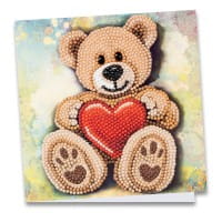 Diamond-Painting-Grußkarte, Teddybär mit Herz, 16cm x 16cm, inkl. Zubehör