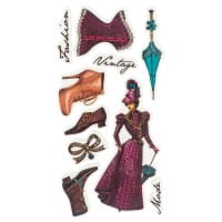 Feinkontur-Stempel, Motive auf Trägerfolie, Vintage Fashion