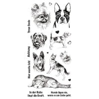 Feinkontur-Stempel, einzelne Motive auf Trägerfolie, Hunde
