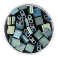 Hämatit-Perlen, Quadrat, 6mm x 6mm x 3mm, matt-grünblau changierend, 30 Stück