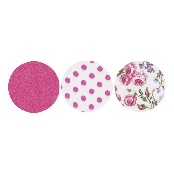 Stoffkreise für Knöpfe mit 22 mm Ø, fuchsia/gemustert, 50er Set