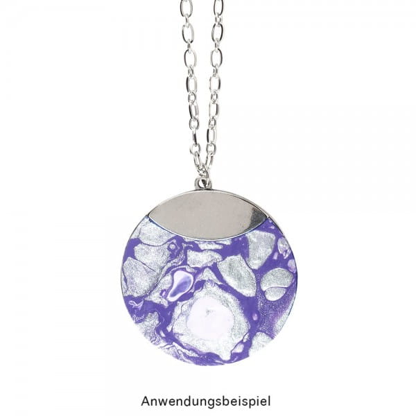 Glieder-Halskette mit Anhänger aus Edelstahl, Länge 60cm, 3mm stark, Anhänger Ø 5cm, silber