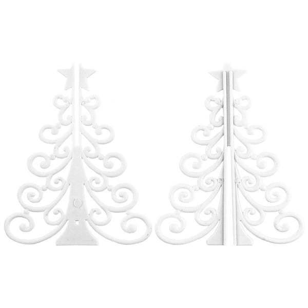 Winter-Deko, Tannenbaum 2, Rohlinge, 7,6cm x 7,6cm x 9,5cm, weiß, 10 Stück