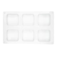 Silikonform für 6 Quadrate in der Größe 5,4cm x 5,4cm x 2,7cm, mit abgeschrägter Kante