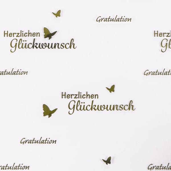 Blockbodenbeutel, Gratulation, 12cm x 8cm, 25cm hoch, mit Goldfoliendruck, 30 Stück